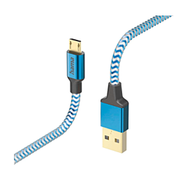 Kabel HAMA USB-A - Micro USB 1,5 m - 201555 nylon plavi