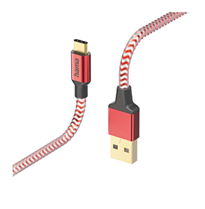 Kabel HAMA USB-A - USB-C 1,5 m - 201559 nilon crveni