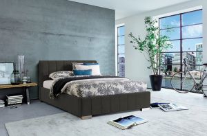 Krevet CARDIFF sa podiznom podnicom i spremištem-Tamno siva-140x200 cm