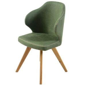 Blagovaonska stolica SCYLLA-Zelena / hrast noge